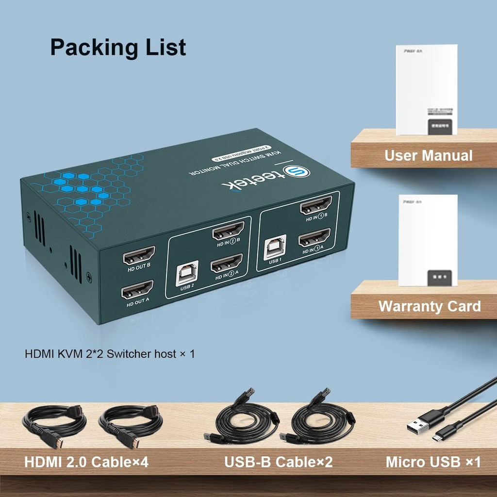 Dual Monitor 2 Port 4K@60Hz HDMI KVM Switch X20903