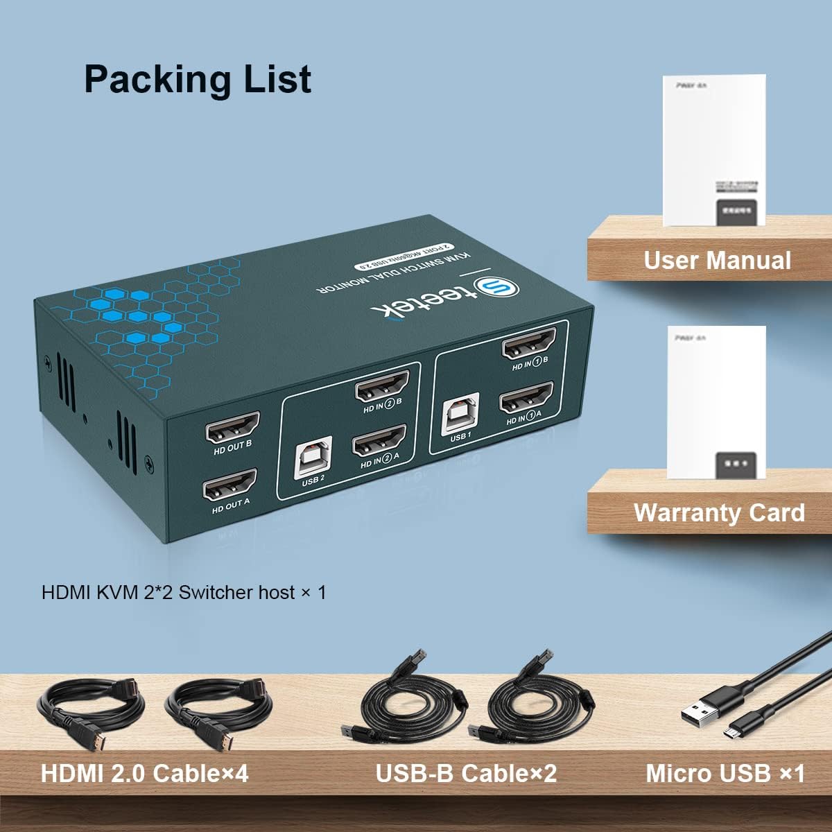 Dual Monitor 2 Port 4K@60Hz HDMI KVM Switch X20903