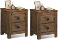 Rustic Wooden Nightstand with 2 Sliding Drawers X127