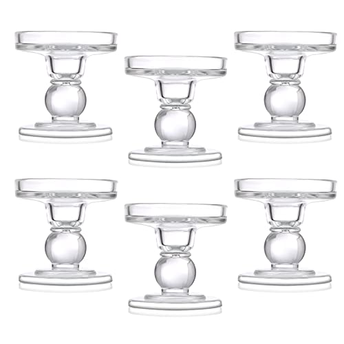 6 Pcs Clear Glass Candle Holders N283