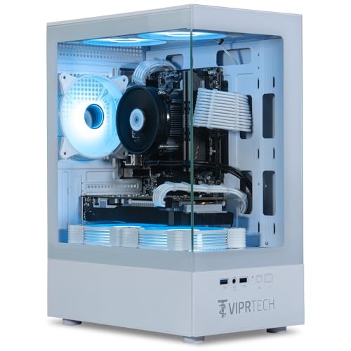 White Liquid-Cooled Gaming Desktop Computer, AMD Ryzen 7, RTX 4060 8GB, 32GB DDR4, 1TB NVMe SSD L525643