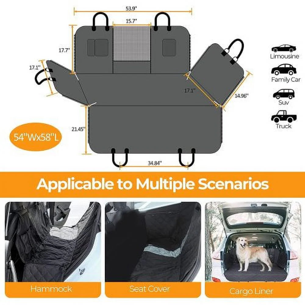 100% Waterproof Dog Car Seat Cover with Mesh Window A709