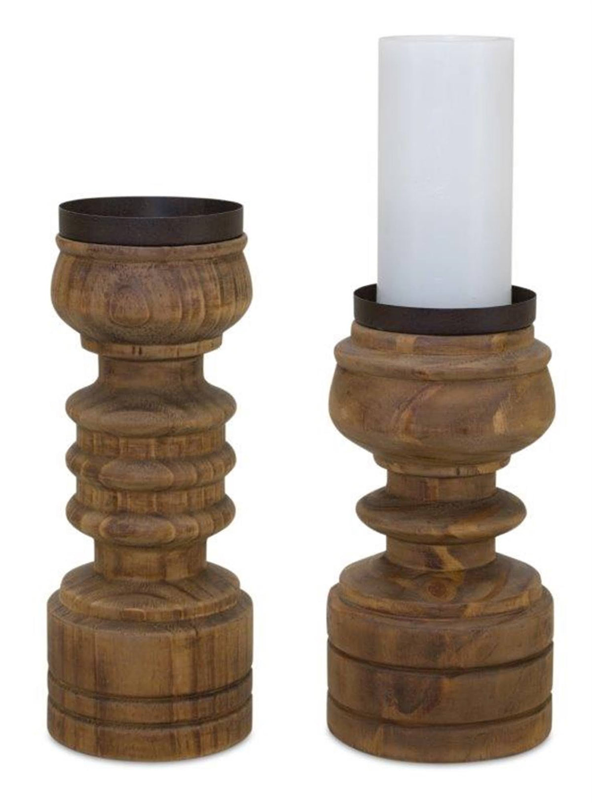 Candle Holder Set of 2 Wood U90783
