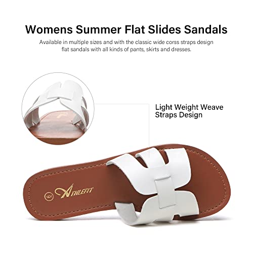 Women's Leather Slip On Flat Sandals Q72164