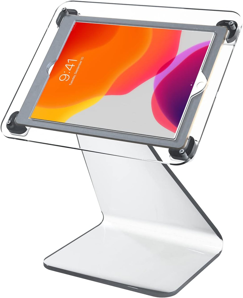 White Dual Kiosk Stand with Locking Case, Cable, Stylus and Tether K40821