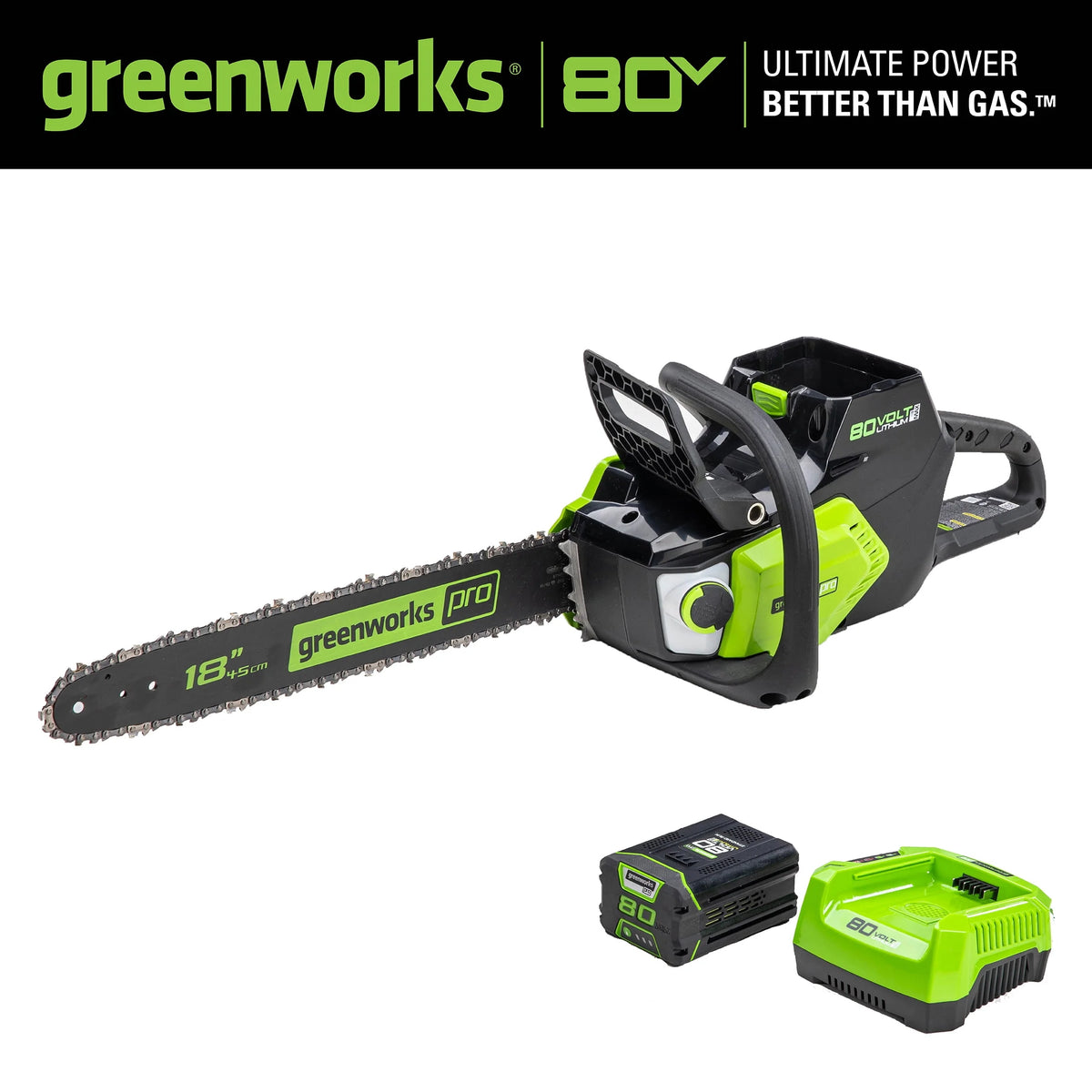 80V 18-inch Cordless Brushless Chainsaw Kit with 2.0 Ah Battery & Charger T33034