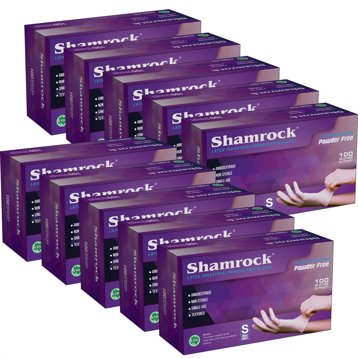 Latex Industrial Gloves, Powder Free, Textured, Size S, 1000 Gloves H3913