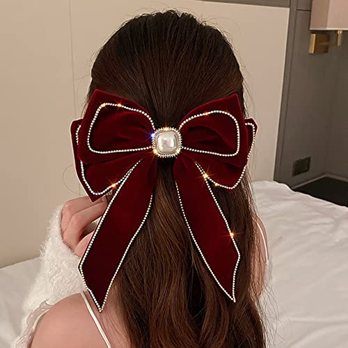 Red Velvet Hair Bow Clip L3930