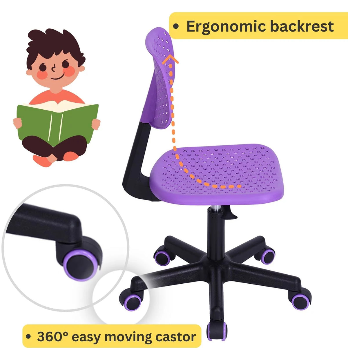 Purple Swivel Task Chair with Lumbar Support B1549