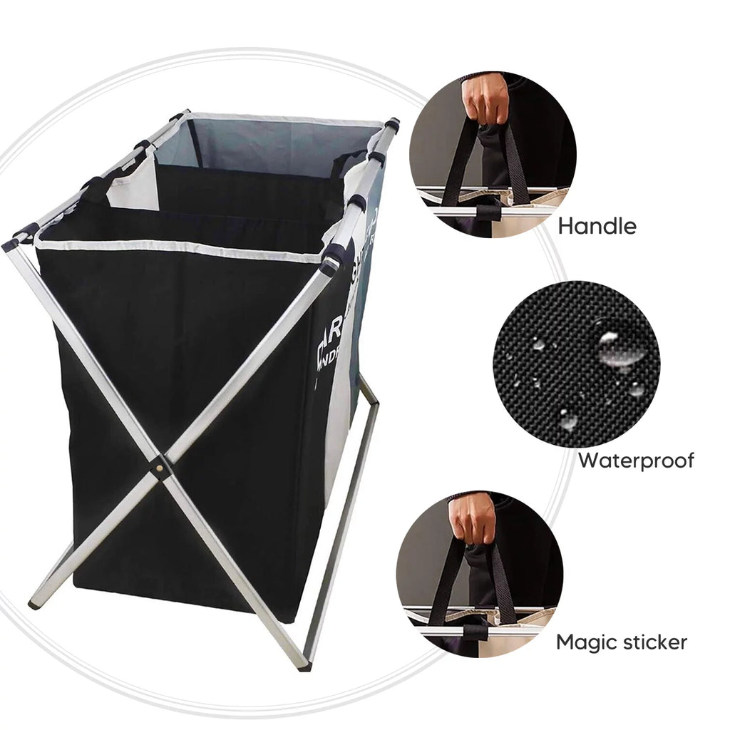 145L Large 3 Section Laundry Basket with Wheels and 3 Removable Bags V58461