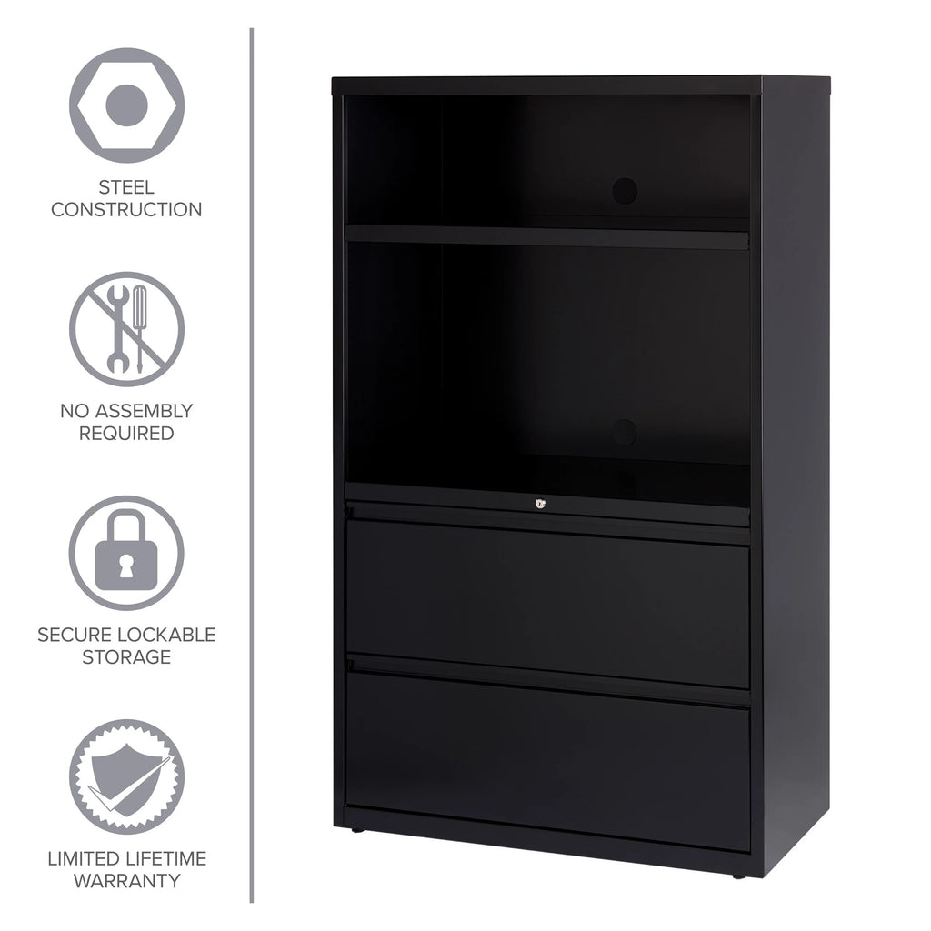 36 inch Wide 2 Drawer Metal File Cabinet, Black P95099