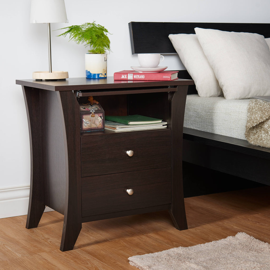 Modern Espresso 2-Drawer Nightstand C60066