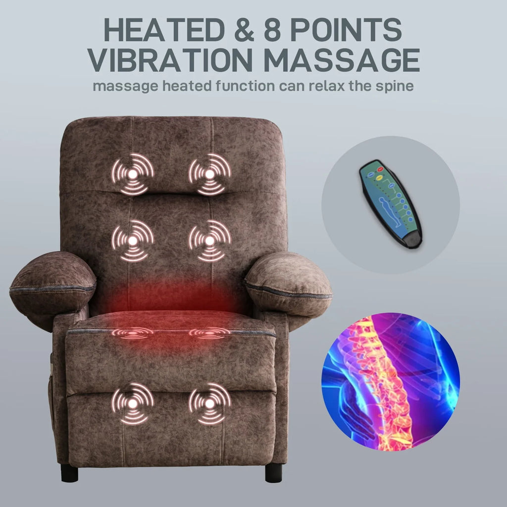Light Brown Heated Massage Recliner Sofa D178689