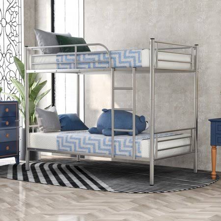 Twin Over Twin Metal Bunk Bed Frame with Removable Ladder M34183