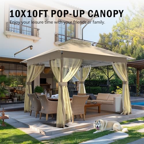 10x10 Pop Up Gazebo with Mosquito Nettings D845