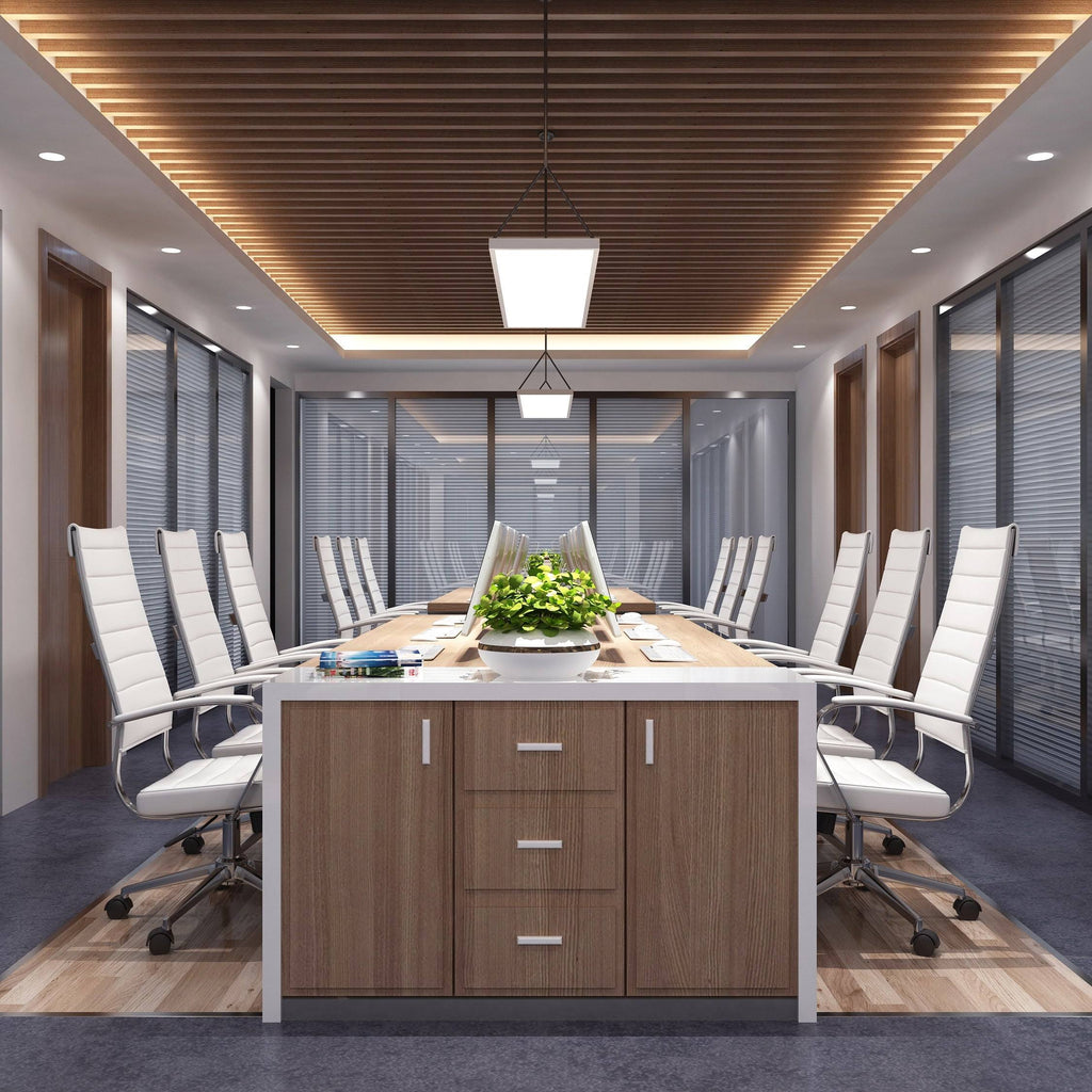 Modern White High Back Office Chair Ribbed PU Leather Manager Tilt Conference Room Computer Desk Boss Task Executive Boss X77934