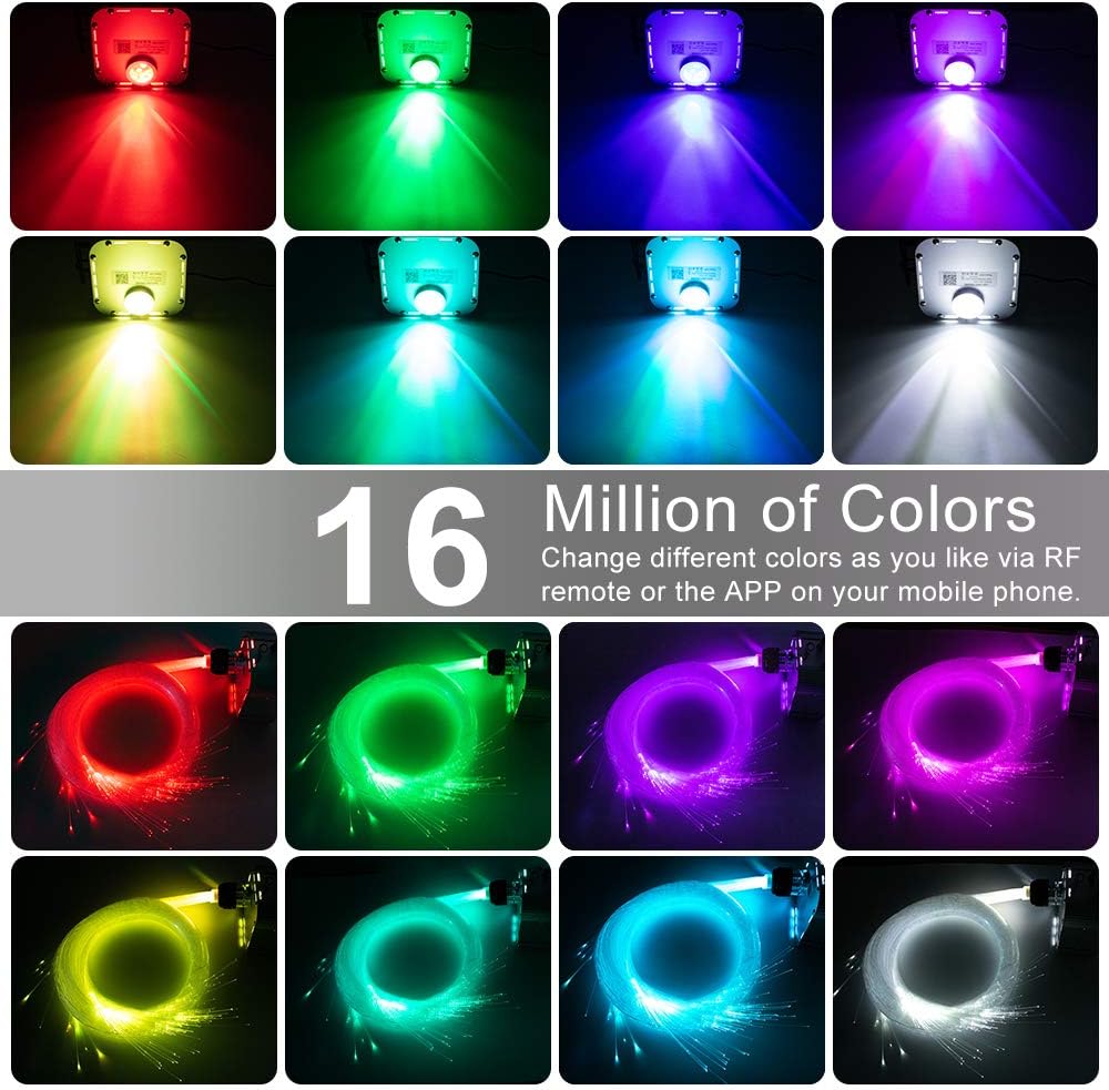 Bluetooth Controlled Twinkle LED Remote RGB 4-Speed Fiber Optic Star Ceiling Kit D764