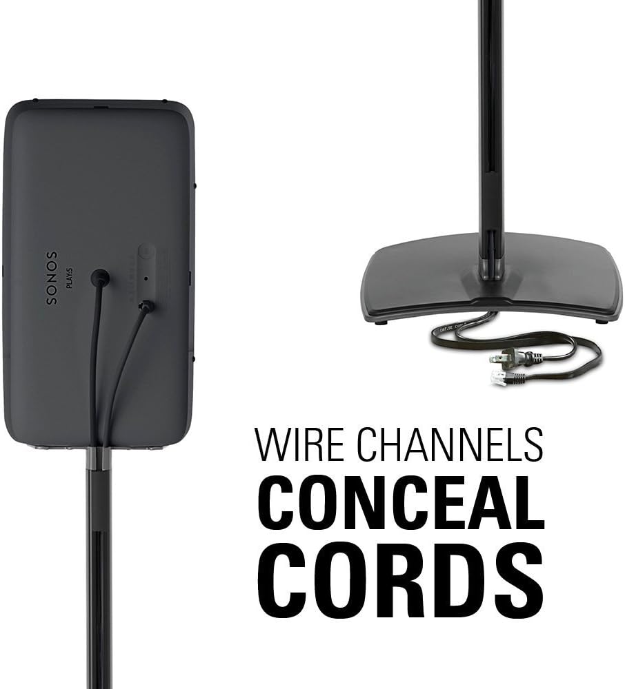 Black Wireless Speaker Stand with Cable Management W54077