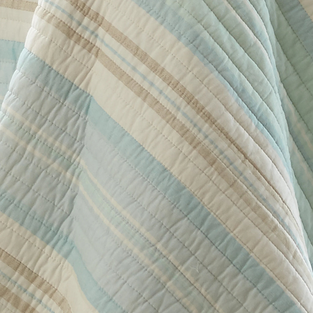 Full/Queen Striped Cotton Quilt Set with Two Shams B642