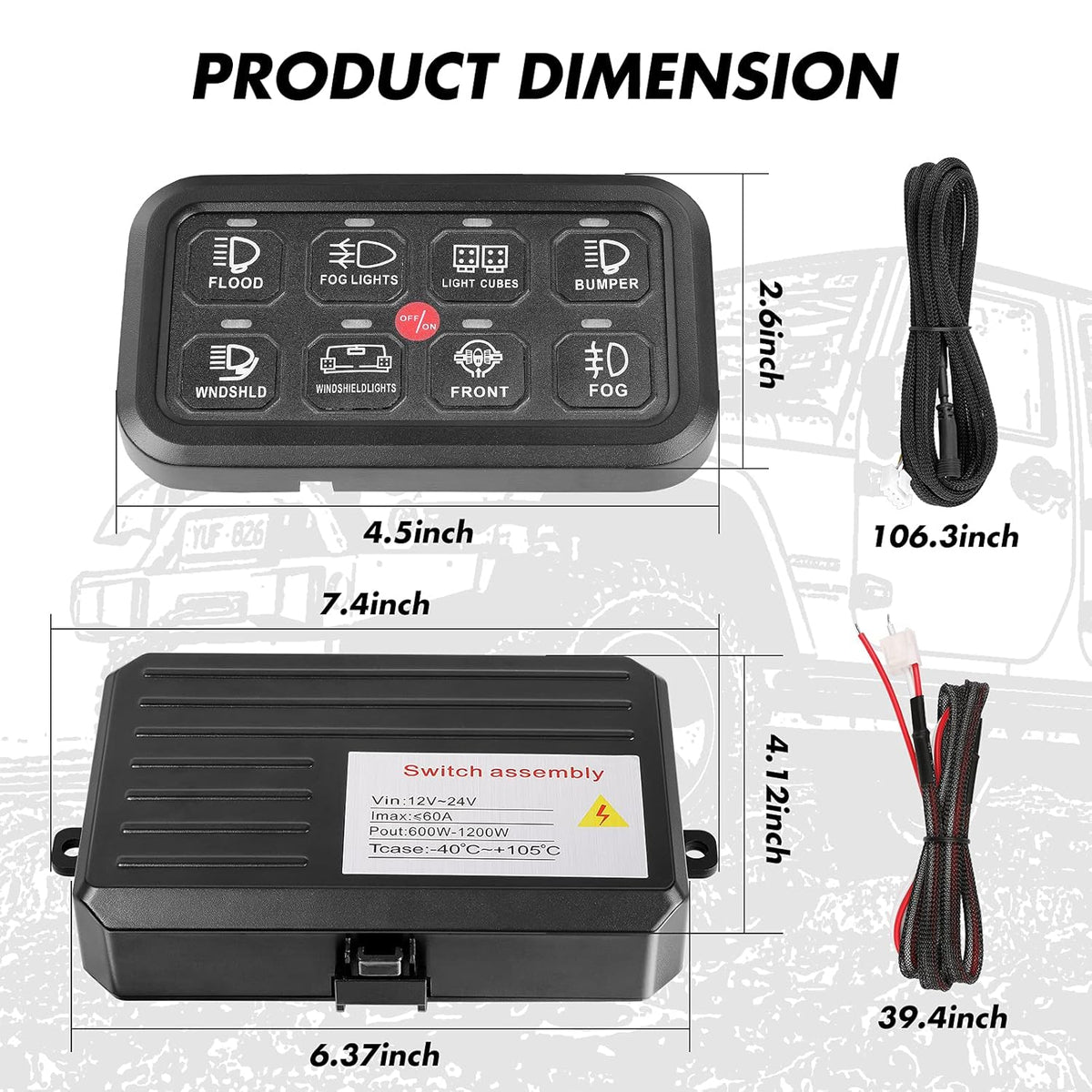 8 Gang Switch Panel with Green Backlit ON-Off Button P8543