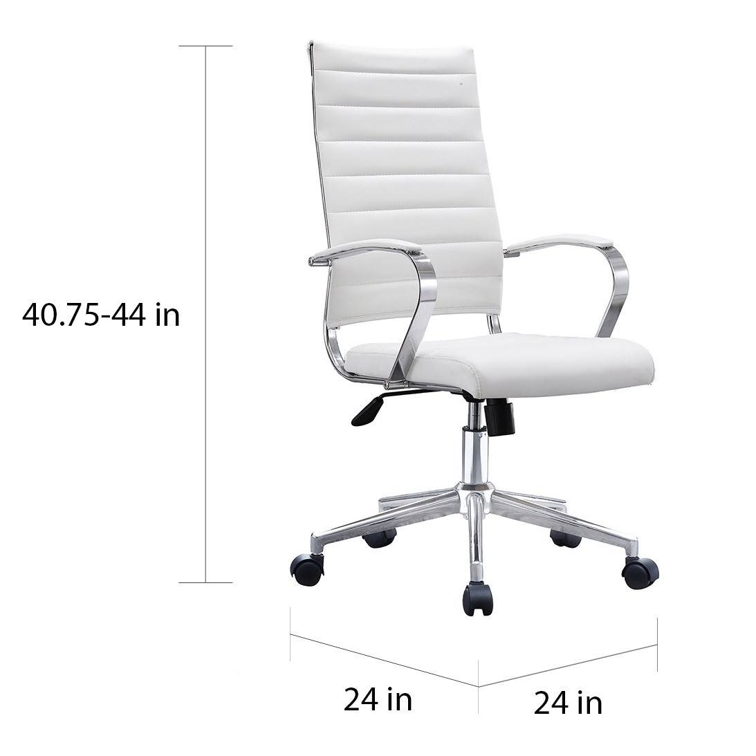 Modern White High Back Office Chair Ribbed PU Leather Manager Tilt Conference Room Computer Desk Boss Task Executive Boss X77934