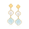 Aquamarine Clover Drop Earrings in 14kt Yellow Gold U40102