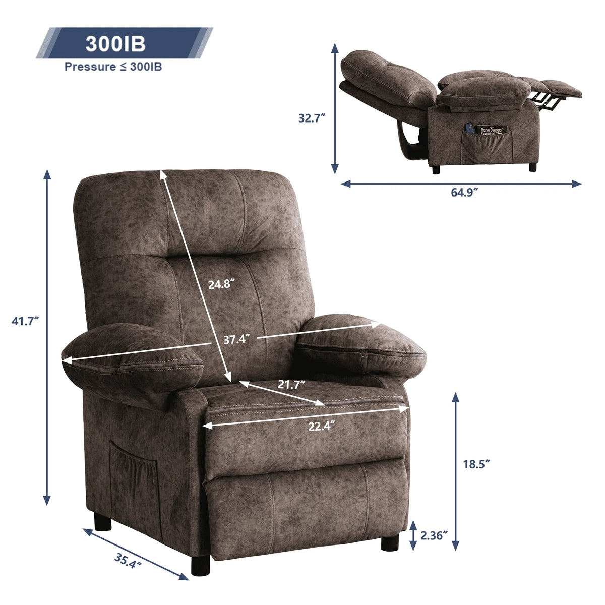 Light Brown Heated Massage Recliner Sofa D178689