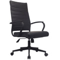 Modern White High Back Office Chair Ribbed PU Leather Manager Tilt Conference Room Computer Desk Boss Task Executive Boss X77934