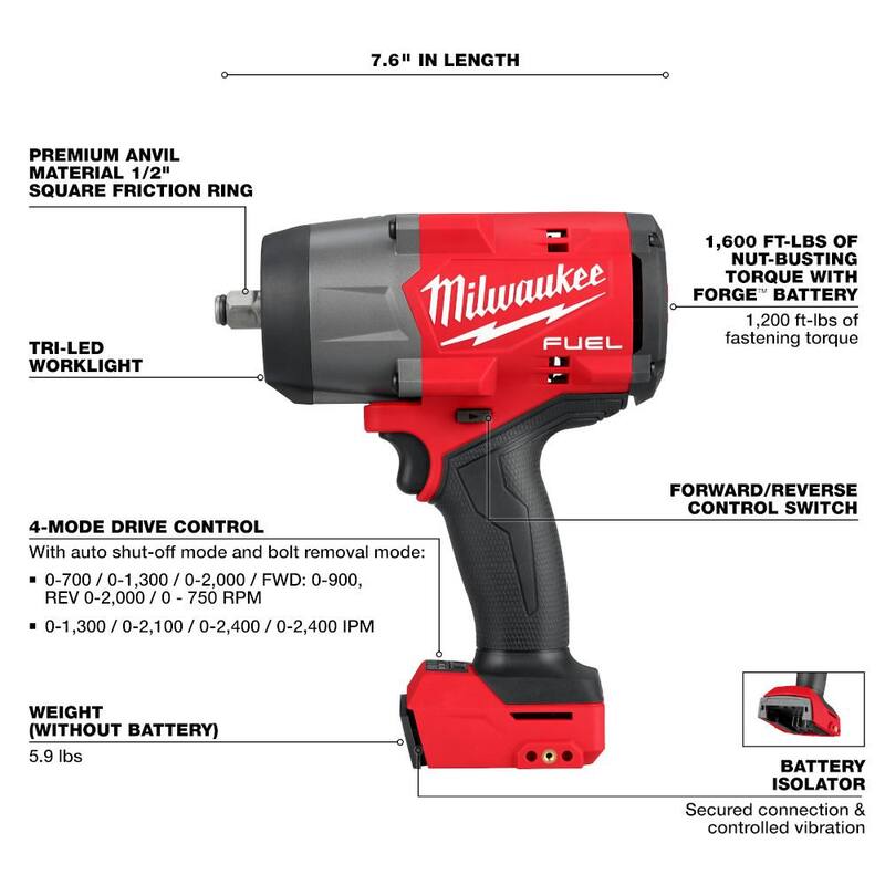 18V Lithium-Ion Brushless Cordless 1/2 in. Impact Wrench H642539