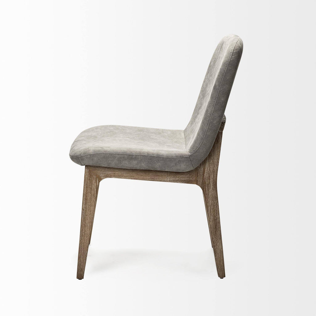 Grey Fabric Dining Chair with Medium Brown Wood Base L9810
