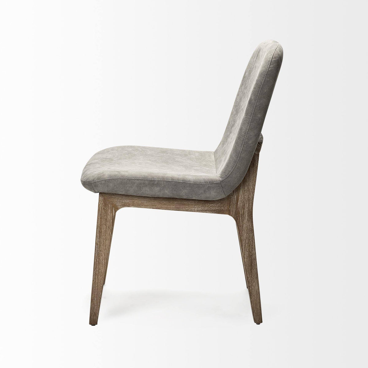 Grey Fabric Dining Chair with Medium Brown Wood Base L9810