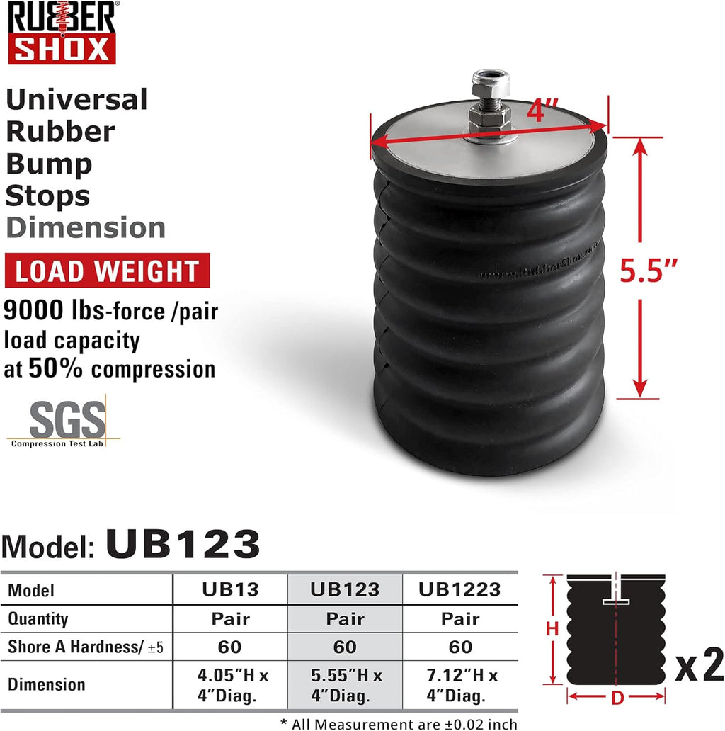 Rubber Bump Stop for Truck and RV Suspension, 3 Sizes, 2 pcs Q75016