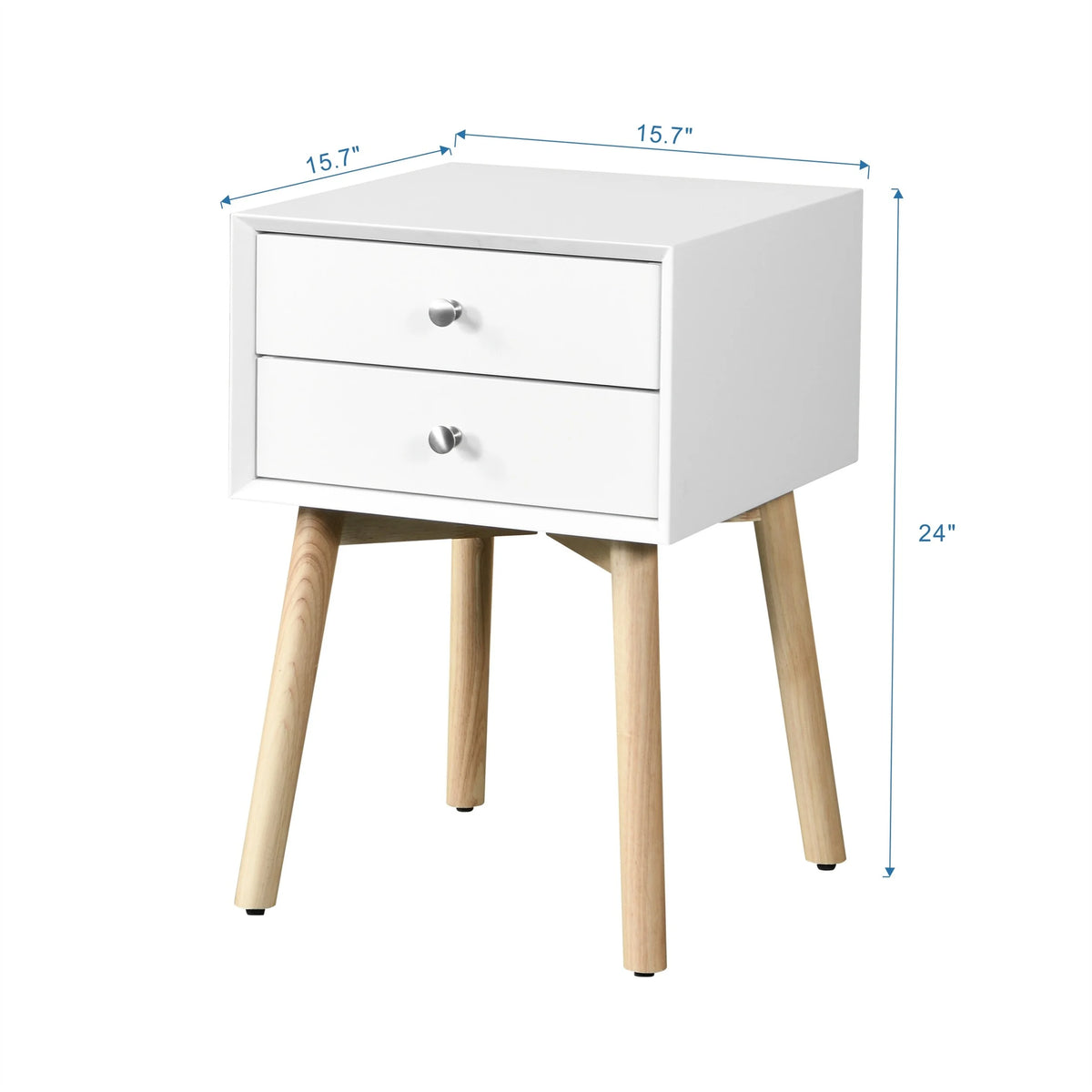 White 2 Drawer Rubber Wood Side Table K187