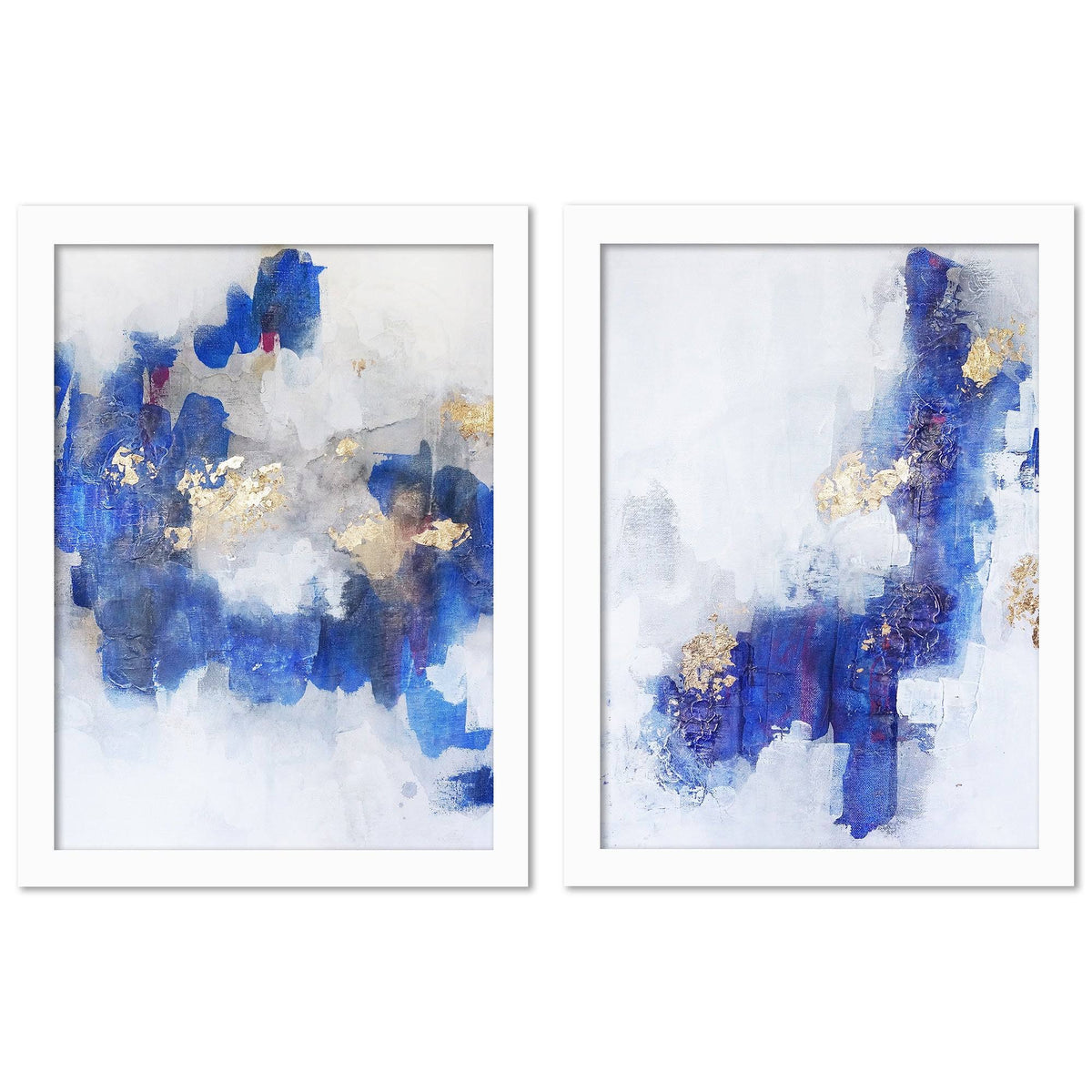 2 Piece White Framed Print Set S302704