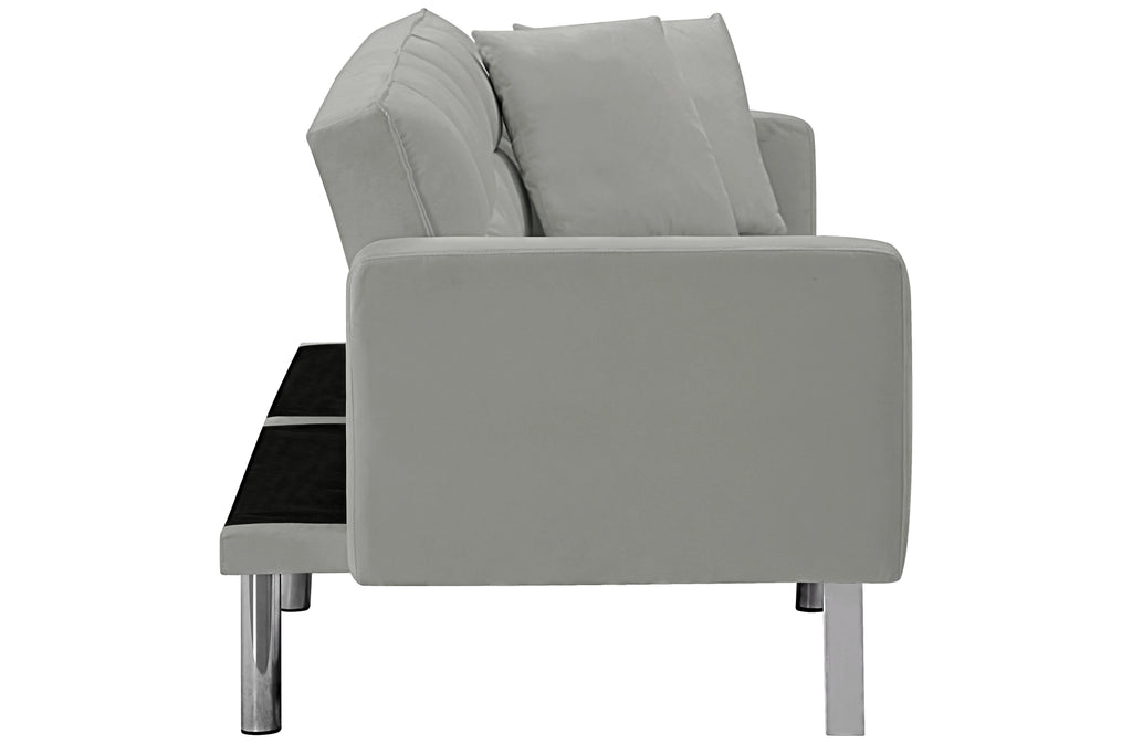 74 Inch Velvet Tufted Futon Sofa Bed with Metal Legs Y164848