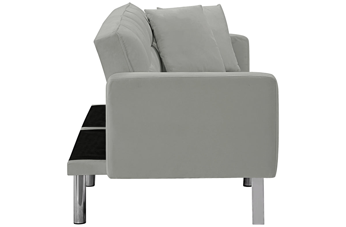 74 Inch Velvet Tufted Futon Sofa Bed with Metal Legs Y164848