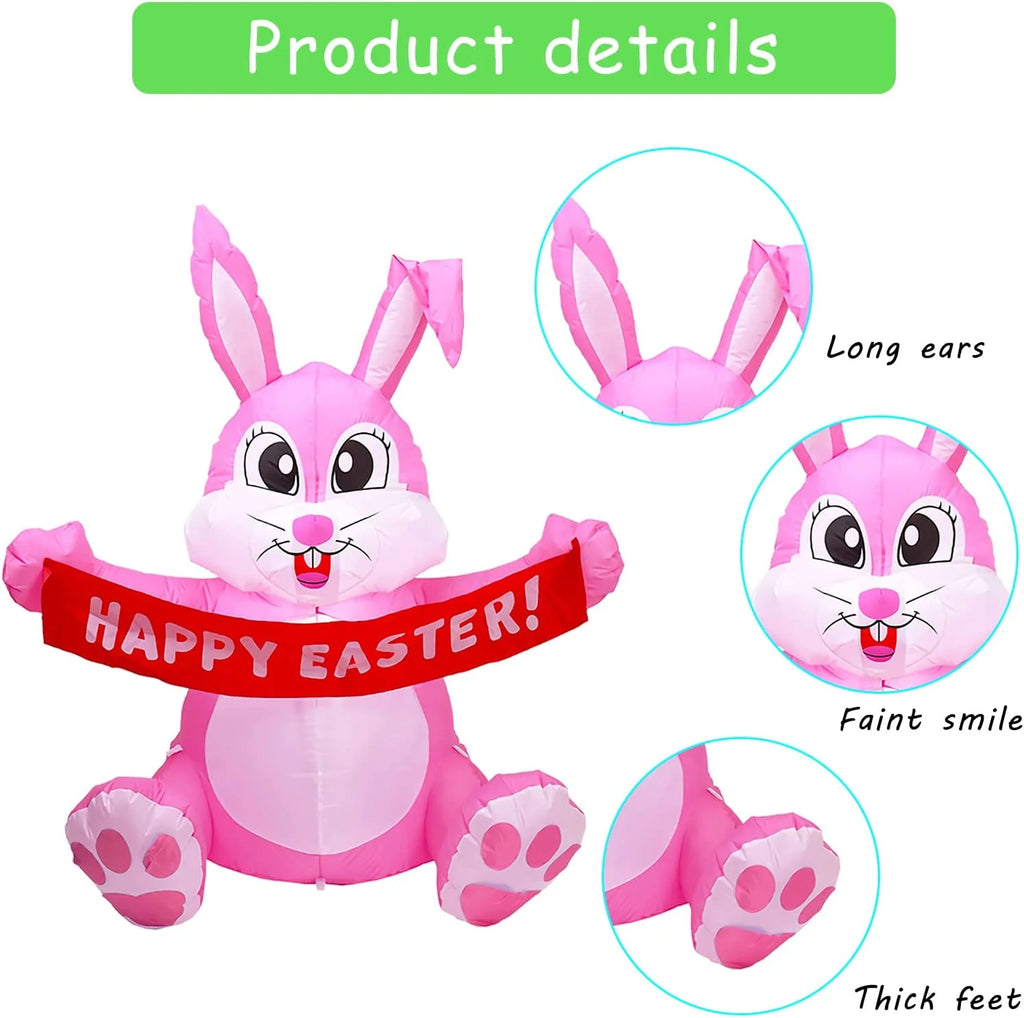 Easter Inflatable Bunny Yard Decorations with LED Lights A99485