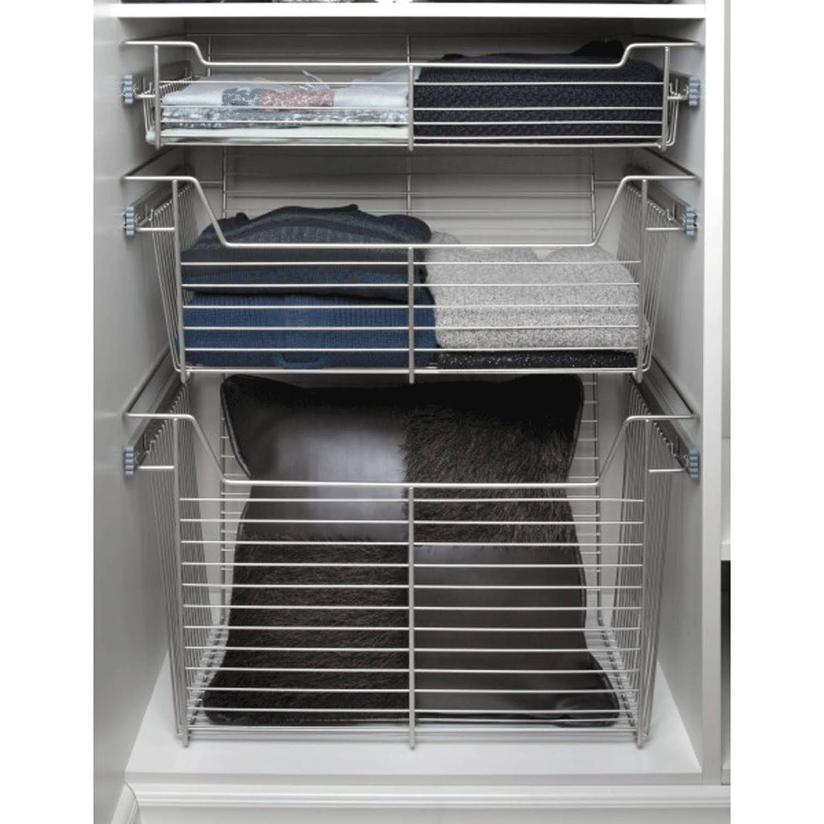 18x22 Satin Nickel Closet Basket 3 Pack V63278
