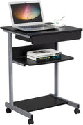 Mobile Compact Computer Desk Cart with Drawers and Printer Shelf on Wheels Z33846