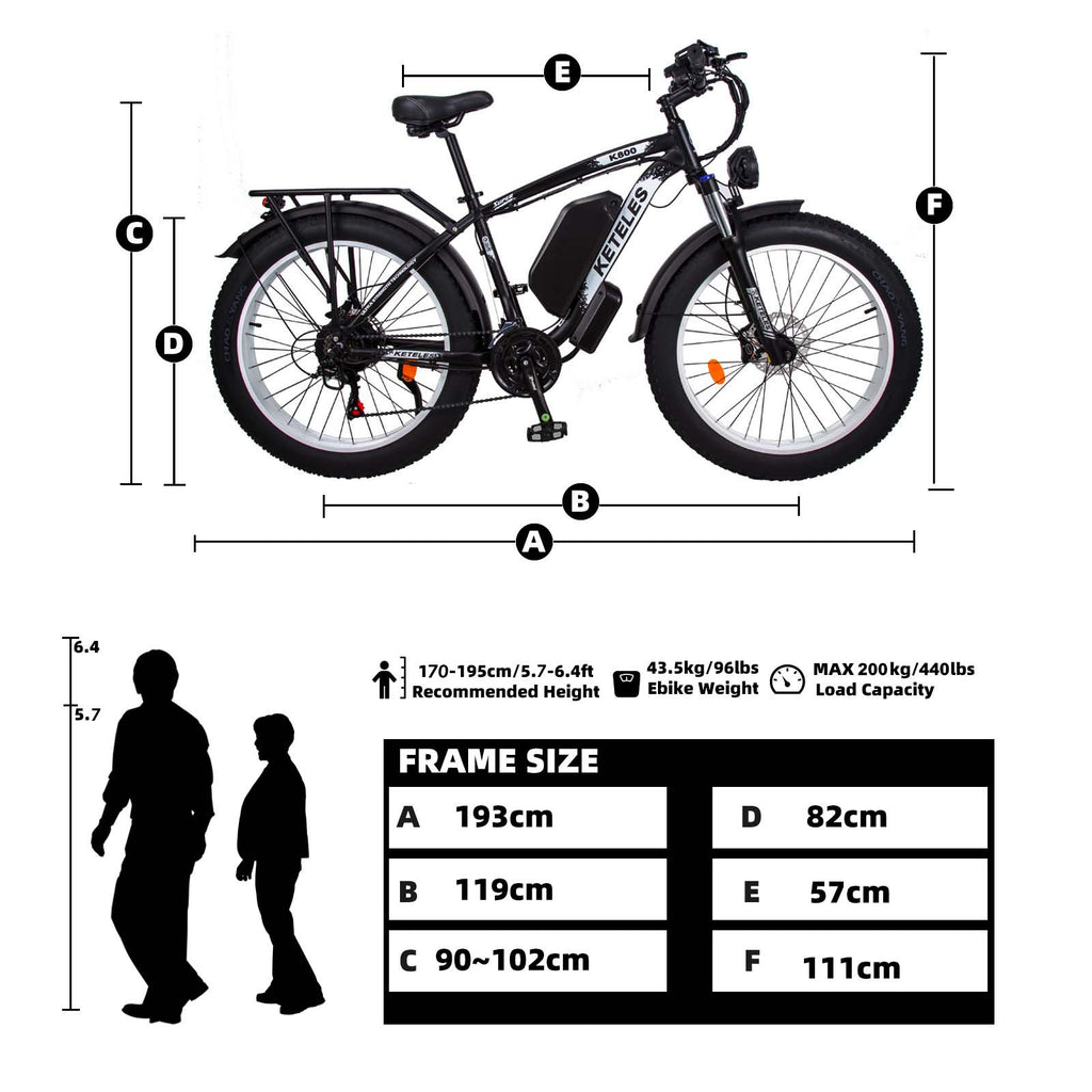 26" Fat Tire Electric Bicycle with 48V 17.5AH Removable Battery U61793
