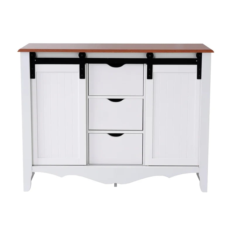 Countryside Barn Door Buffet with Two Sliding Barn Doors & Three Drawers H70214