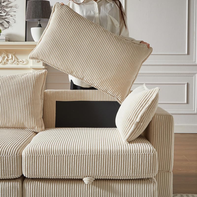 U Shaped Modular Sectional Sofa Chaise Lounge Beige Y138867