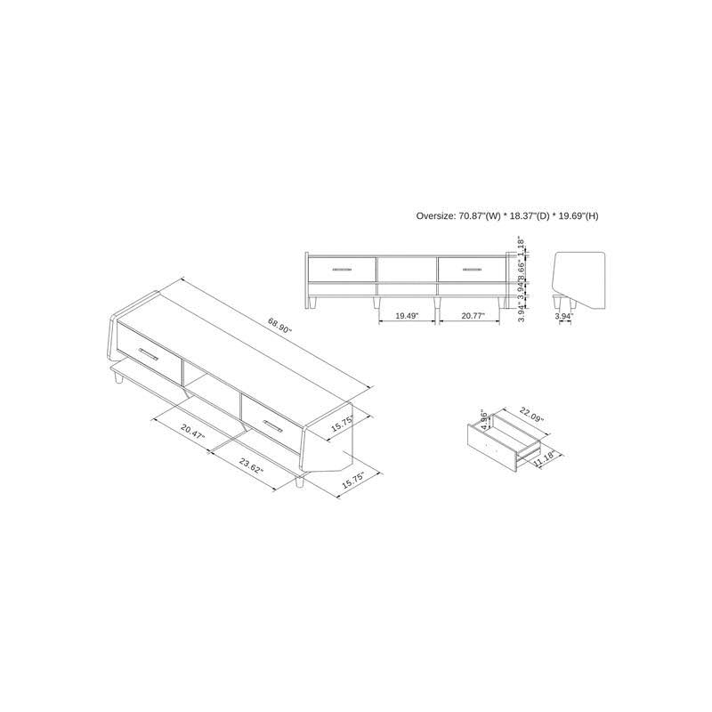Walnut 70-Inch Wood TV Stand G89395