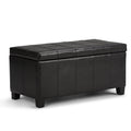Midnight Black Faux Leather Storage Ottoman H767117