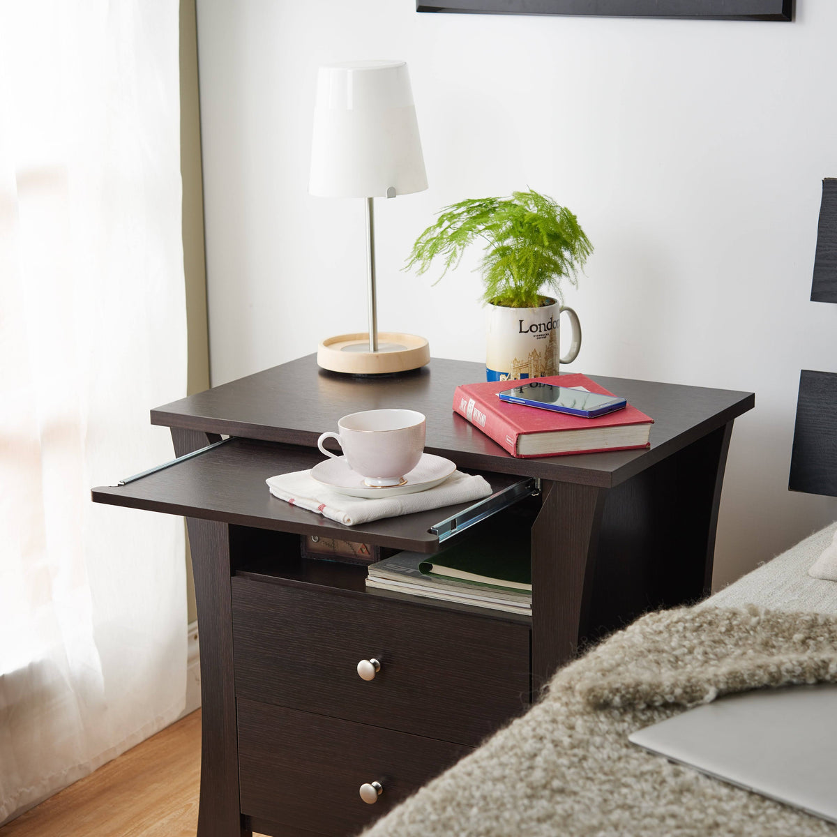 Modern Espresso 2-Drawer Nightstand C60066