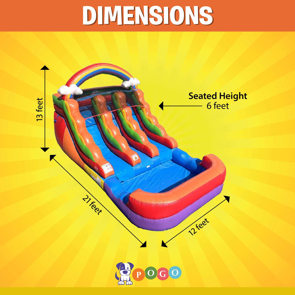 Rainbow Cloud Inflatable Double Water Slide with Blower, 13 Ft G464338