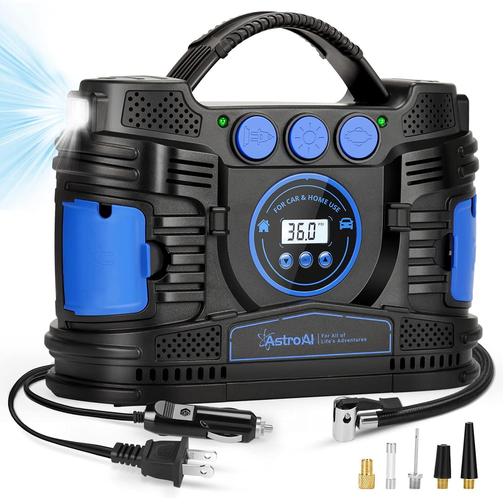 Portable Dual Motor Air Compressor Tire Inflator 120PSI with LED Light Z372