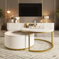 Round Nesting Coffee Table Set of 2 with Drawers K21759