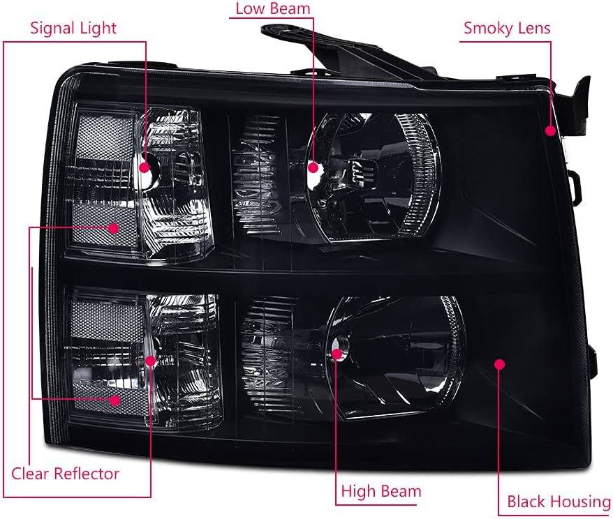 Headlights with Clear Lens Chrome Housing Amber Reflector L87611