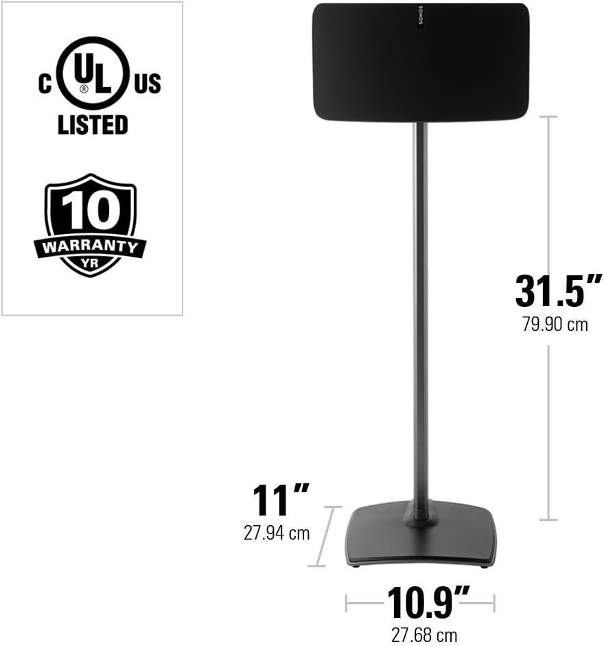 Black Wireless Speaker Stand with Cable Management W54077